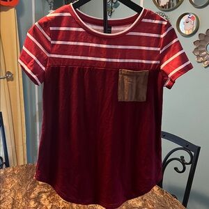 SHEIN Maroon and white striped shirt women’s small